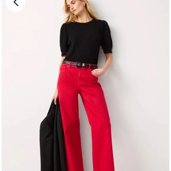 White House Black Market Vibrant Red High Rise Wide  Leg Five Pocket Jeans.
NWT - Picture 8 of 9